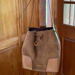 Brown Leather and Suede MK Bucket Bag